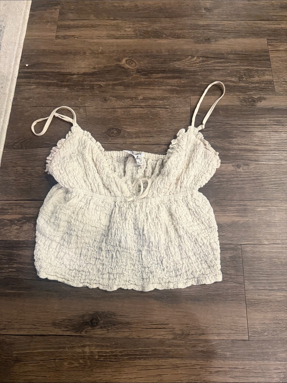 Princess Polly Cream Smocked Spaghetti Strap Cami